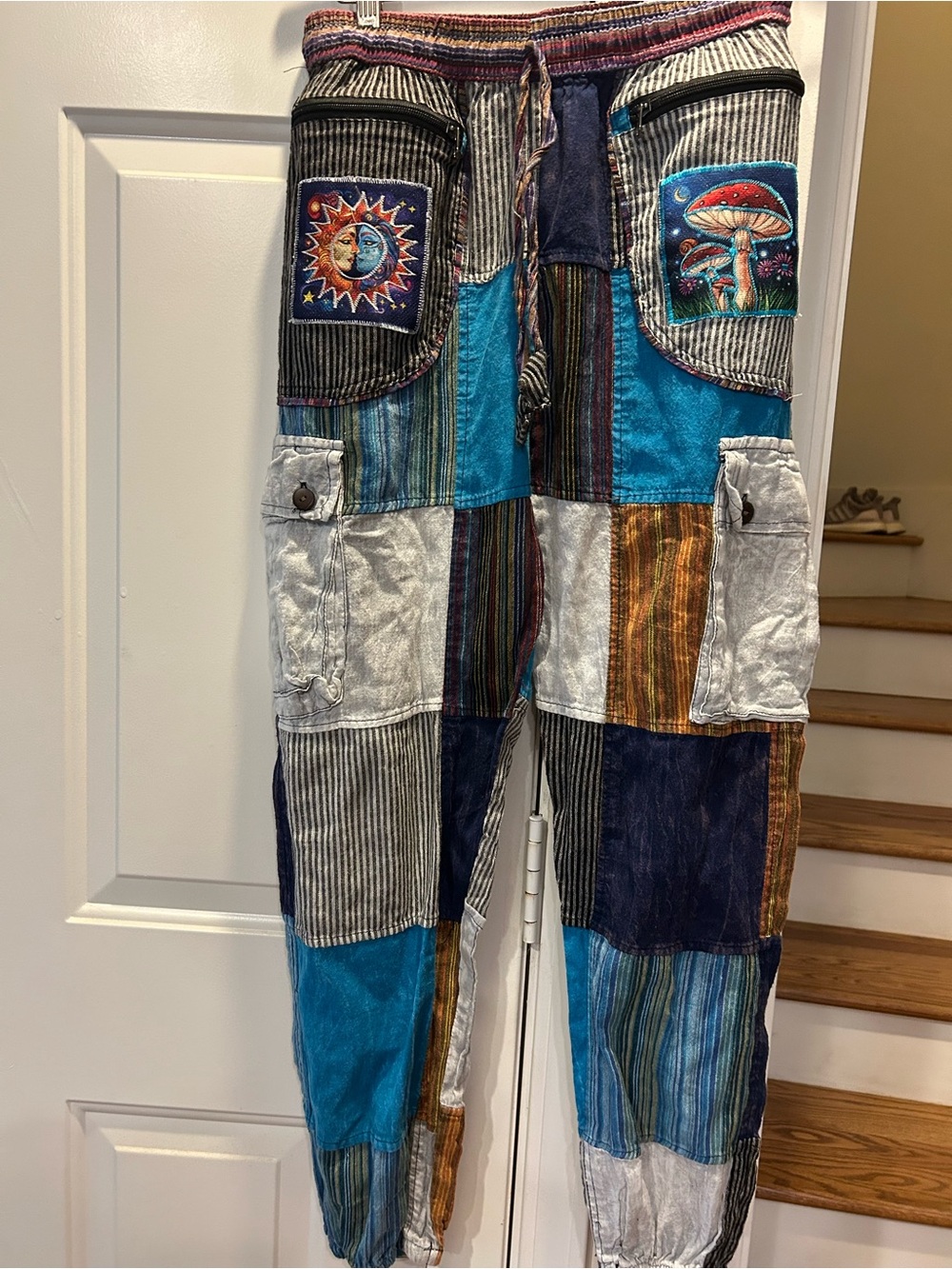 Rising International Celestial Mushroom Patchwork Harem cargo Pants M
